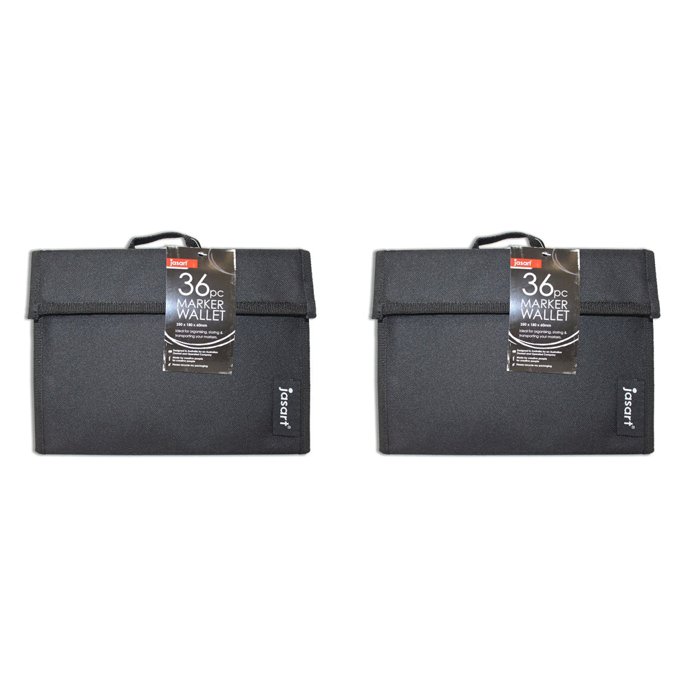Jasart 36-Marker Wallet Organiser Holder Storage School Stationery 25x18cm BK (2 Pack)