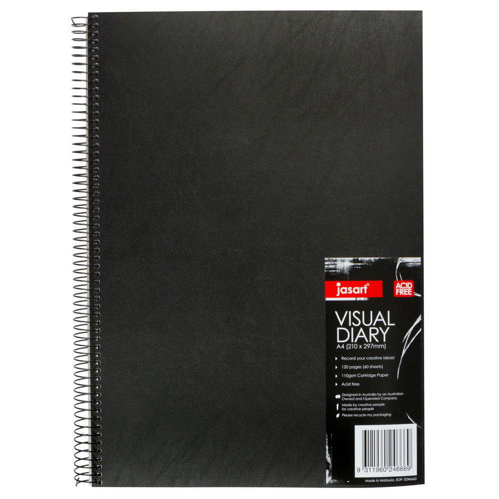 Jasart Single A5 Wire Bound Visual Diary 60-Sheets Writing Stationery Black