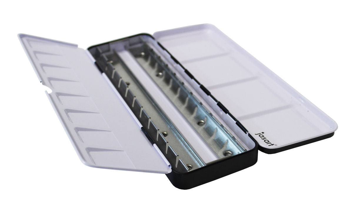 Jasart Voyager Metal Watercolour Empty Palette Storage Box 24x1/2 Pan Blk/wht — image 2
