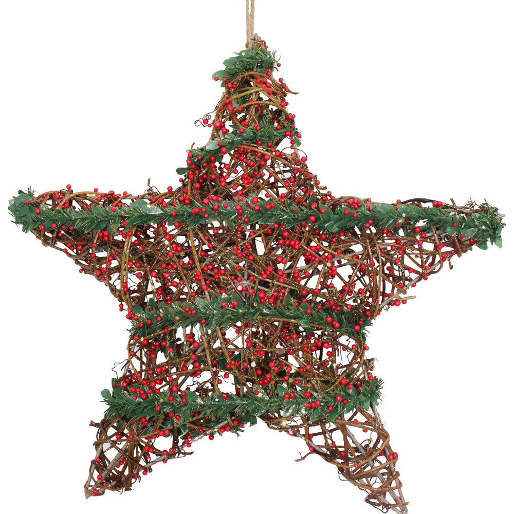 LVD Plastic Star Berry Twigs Home/Office/Living Room Christmas Decor 30x30cm
