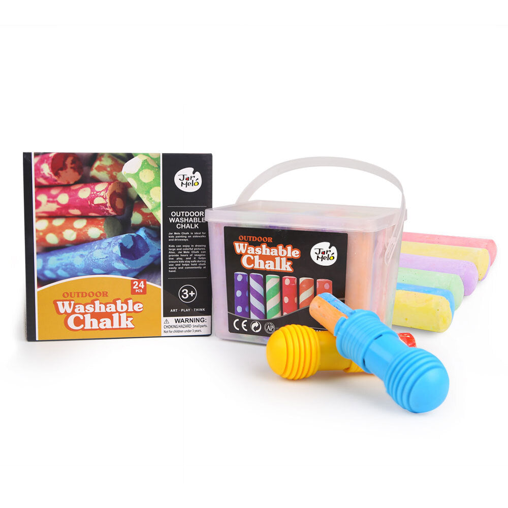 Jamelo Jarmelo Outdoor Washable Sidewalk Chalk 24 Colours Kit/Holders Kids Arts/Craft — image 3