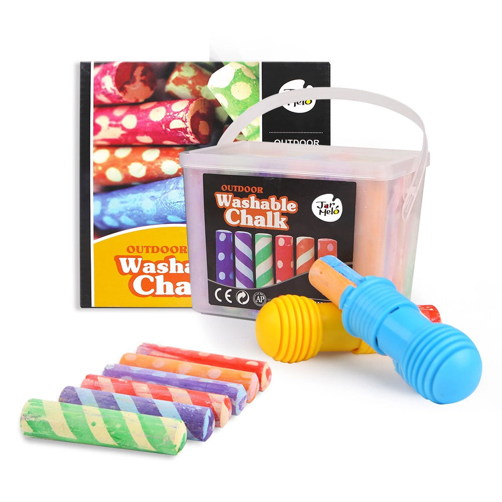Jamelo Jarmelo Outdoor Washable Sidewalk Chalk 24 Colours Kit/Holders Kids Arts/Craft