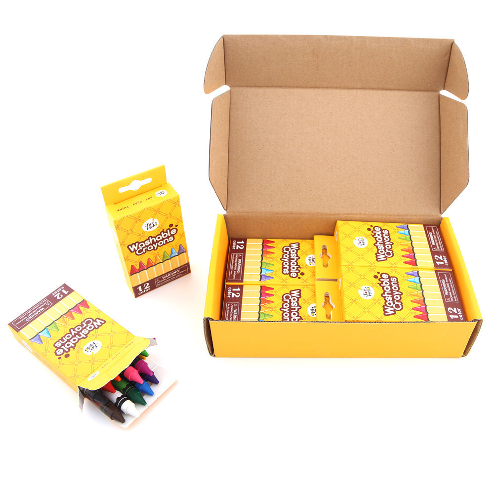 Jarmelo 12pc Kids/Children Colouring/Art Washable Crayons Sticks Bulk Set 2+ (8 Pack) — image 2
