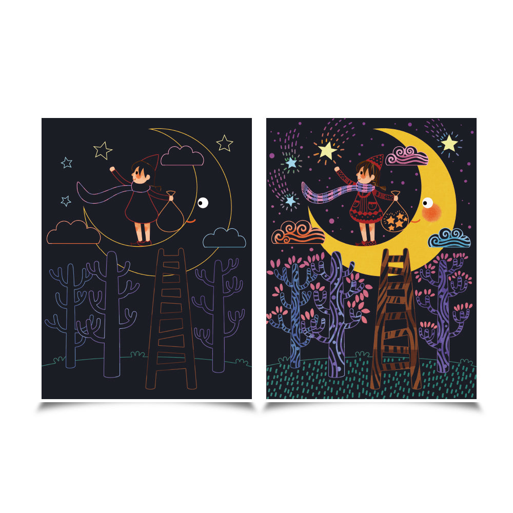 Jarmelo Scratching Drawing Creative Card Kids Play Set Full Moon w/Stylus 3+ — image 2