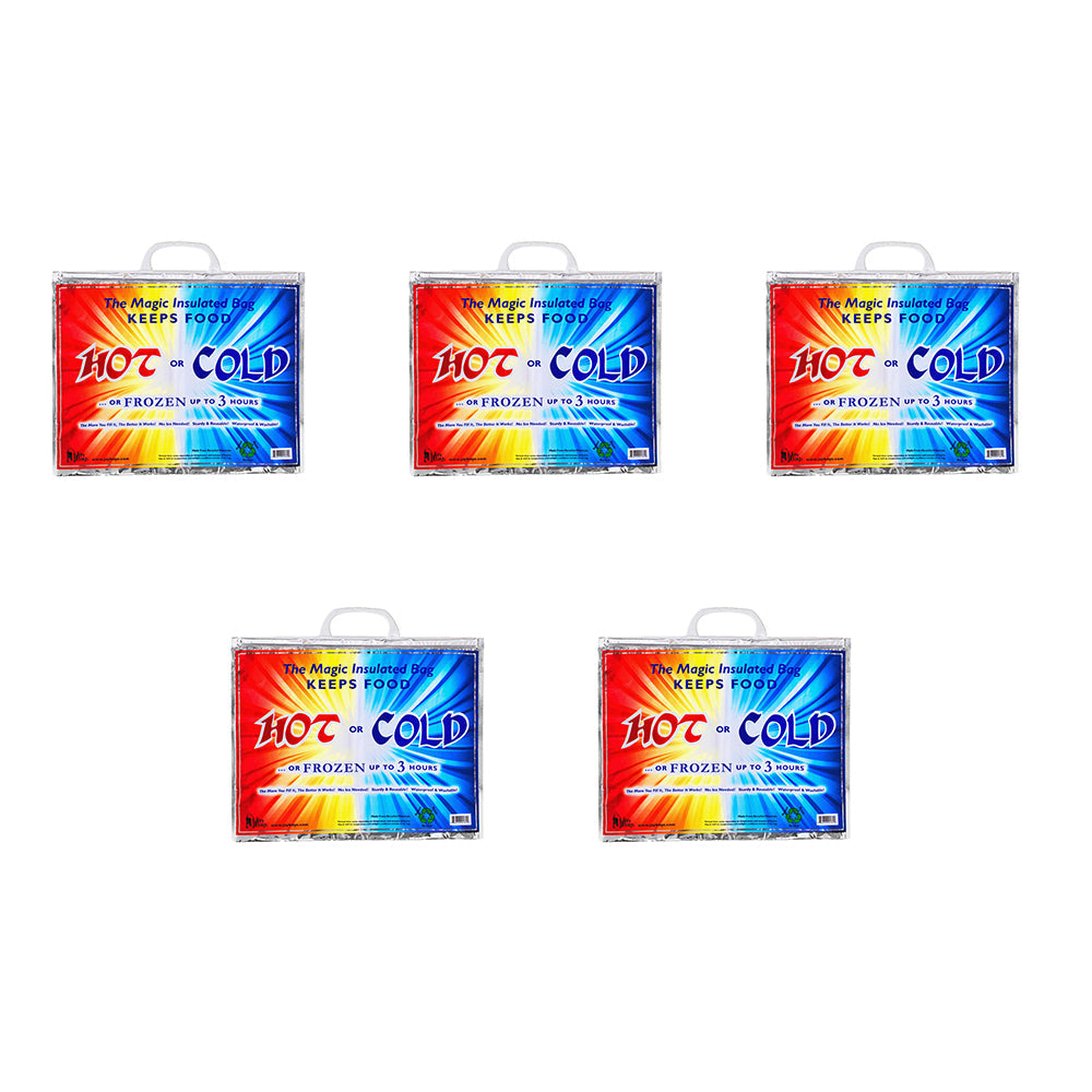 Jay Bags Hot & Cold Magic Insulated Food Bag/Pouch w/ Handle Reusable Large (5 Pack)