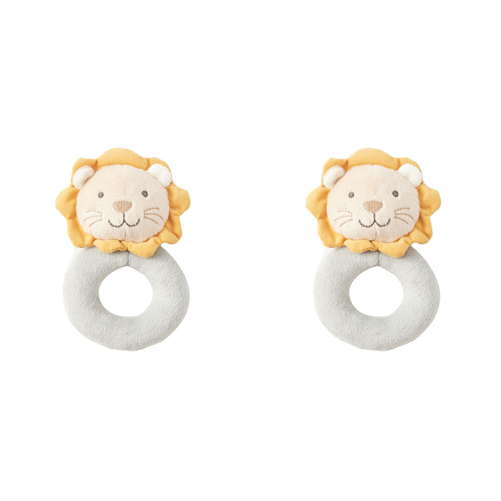 Jiggle & Giggle Plush Lion Rattle Soft Play Baby/Infant Kids Sensory Toy 0m+ (2 Pack)