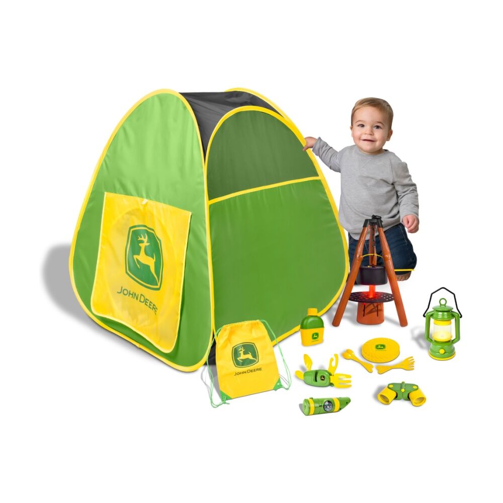 John Deere 18Pc Pop-Up Camping Set w/Interactive Fire Pit & Accessories 5y+ (18 Pieces)