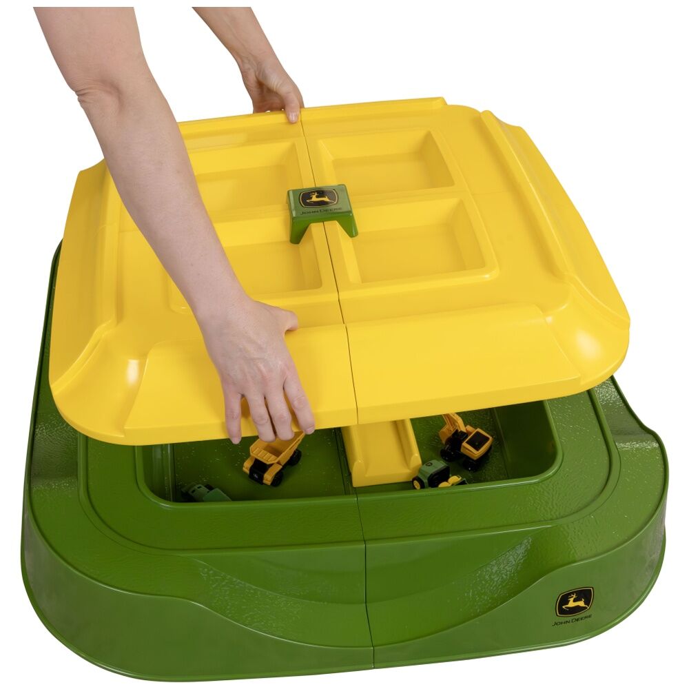 John Deere 84cm 18m+ Worksite Sand Pit/Box Play Set w/5 Mini Vehicles & Cover — image 3