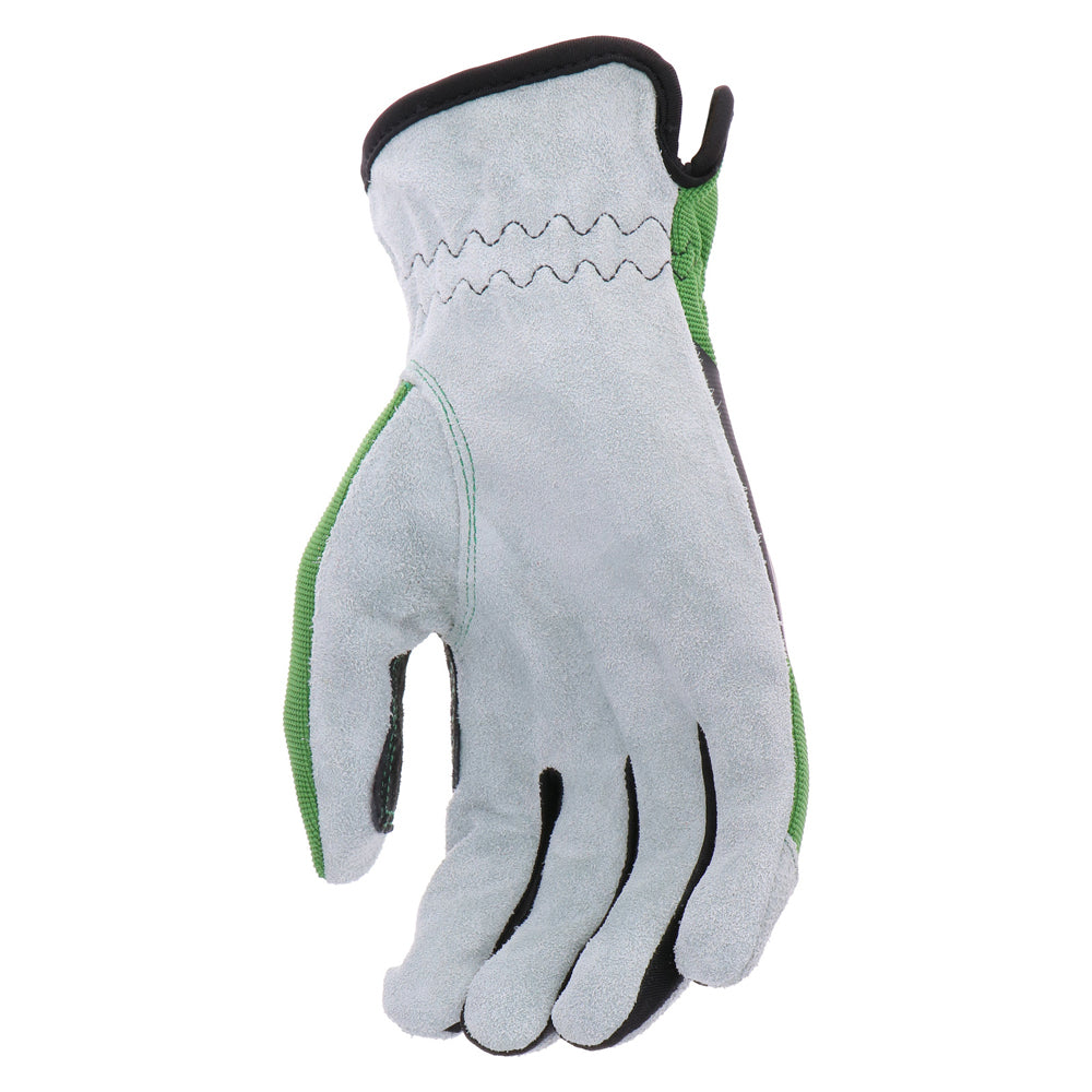John Deere Men's Split Cowhide Leather Utility Gloves Green/Black — image 3