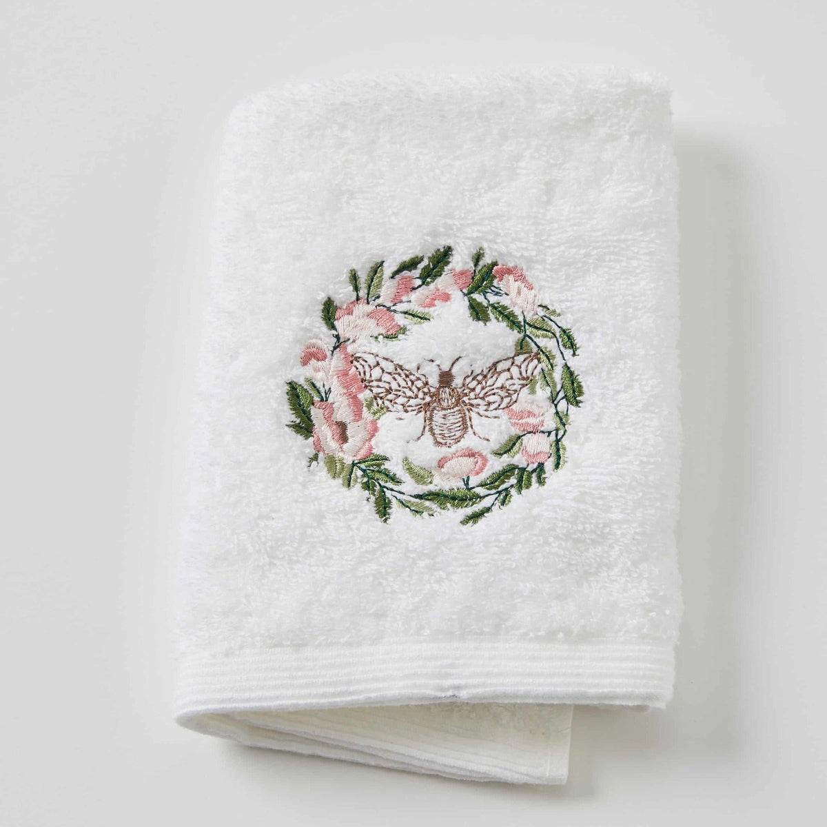 Pilbeam Living Floral Bee 32cm Cotton Face Washer Absorbent Towel Cloth White (2 Pack) — image 2
