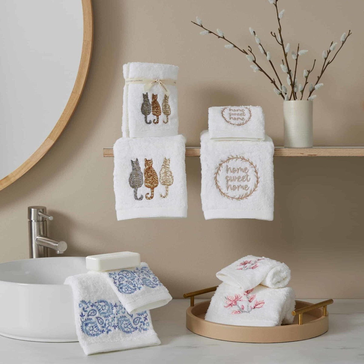 Pilbeam Living Paisley 32x32cm Cotton Face Washer Absorbent Towel Cloth White — image 2