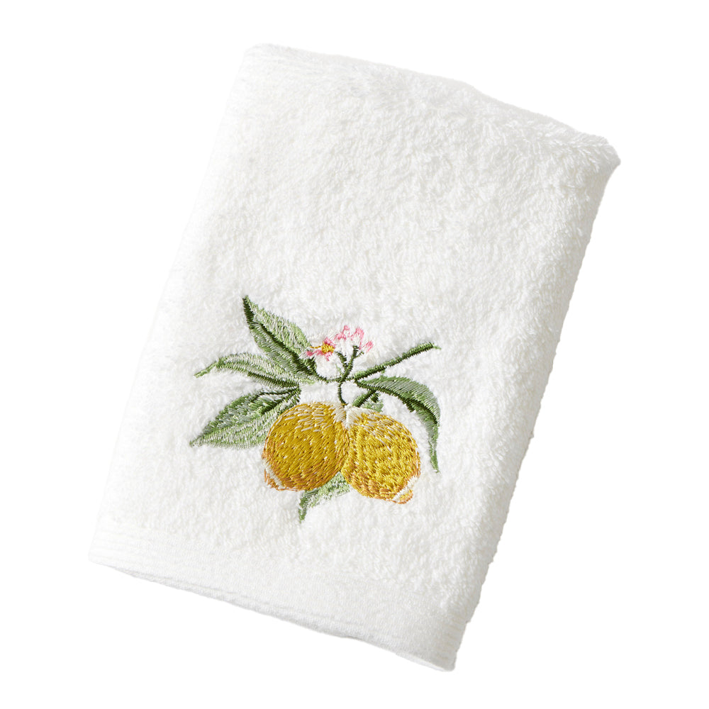Pilbeam Living Cotton Limetta Face Washer Hand Towel Bathroom Decor WHT/Lemon