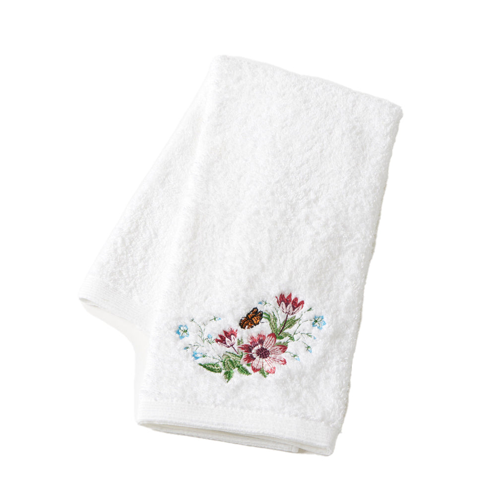 Pilbeam Living Cotton Jardin Hand Towel Bathroom/Kitchen Home Decor White/PNK