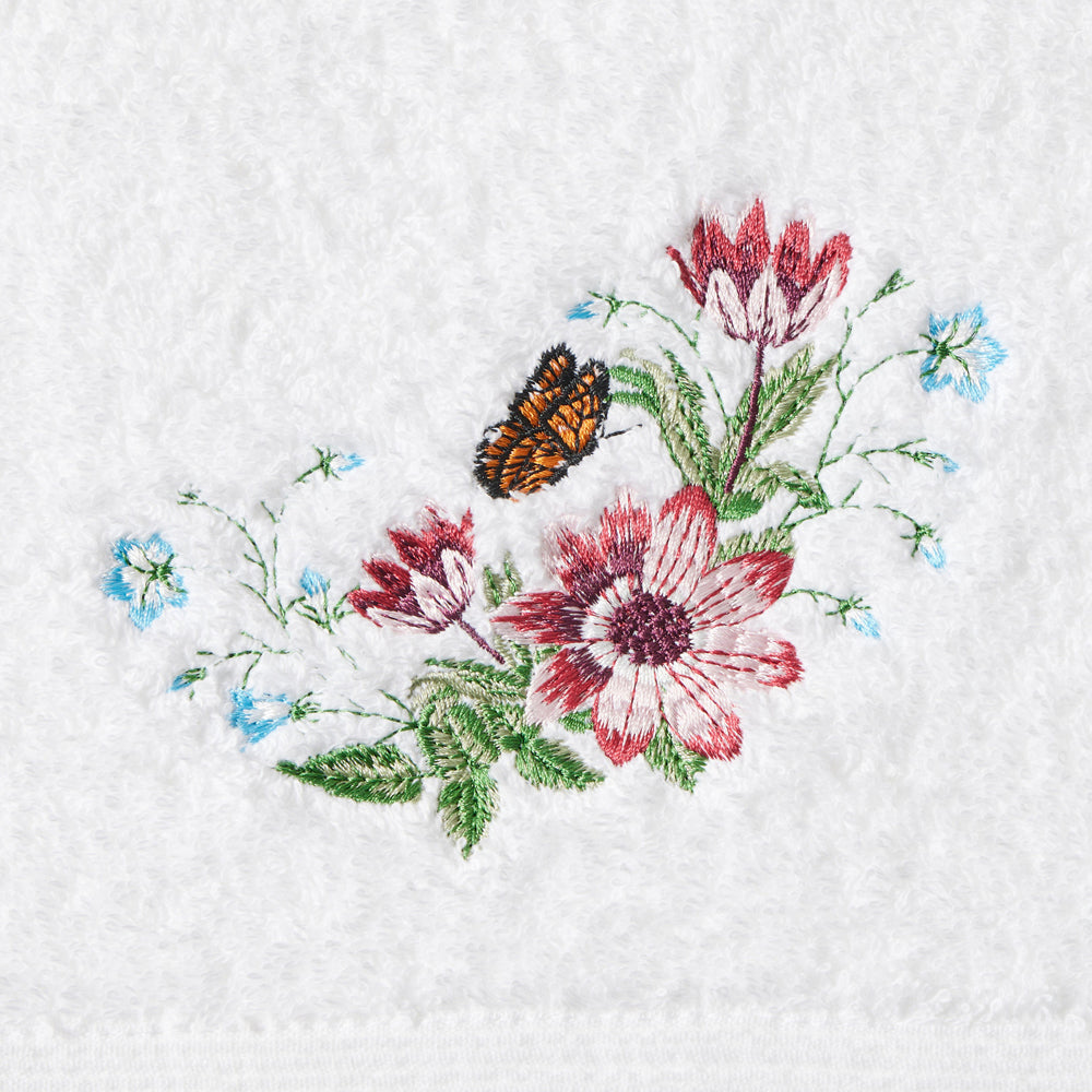 Pilbeam Living Cotton Jardin Hand Towel Bathroom Decor - White/Pink (2 Pack) — image 4