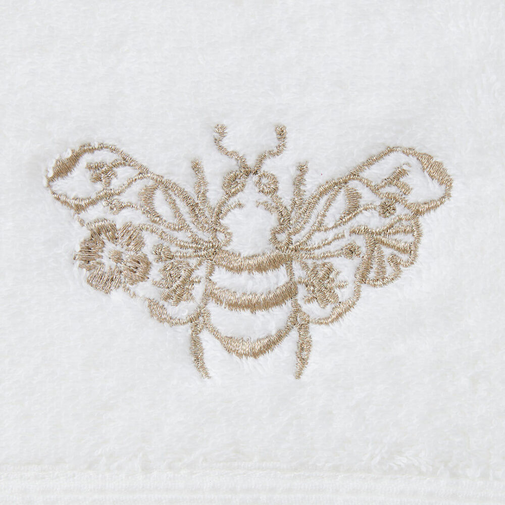 Pilbeam Living White Embroidered Beebee Hand Towel 100% Cotton Absorbent — image 4