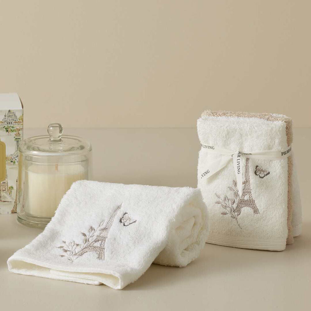 Pilbeam Living Amour Hand Towel Absorbent Embroider 100% Cotton White 65cm (3 Pack) — image 3