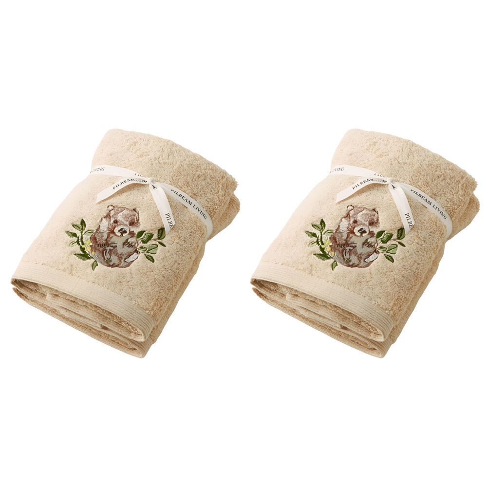 Pilbeam Living 2pc Pilbeam Living Wombat Hand Towel Set 100% Cotton Absorbent Latte (2 Pack)