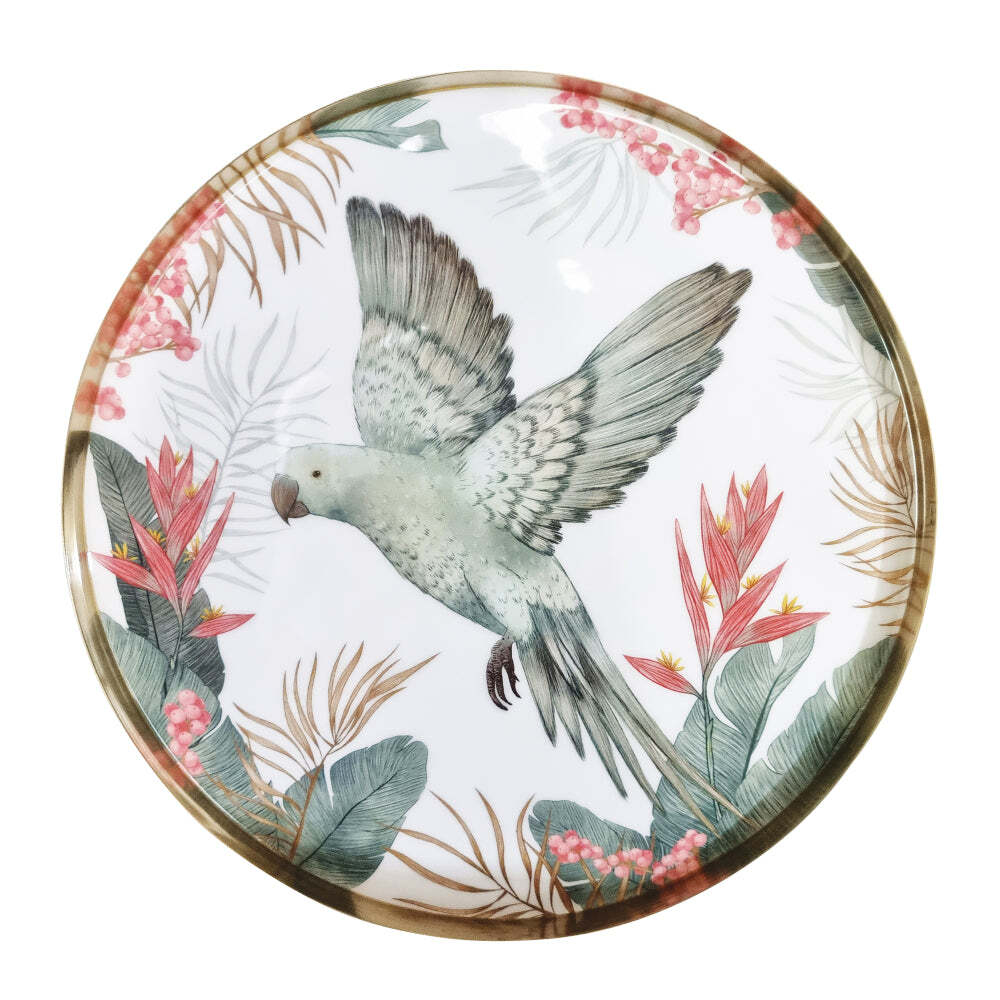 J. Elliot J.Elliot Home Tropical 35x2.5cm Round Serving Tray Metal & Enamel Large Gold