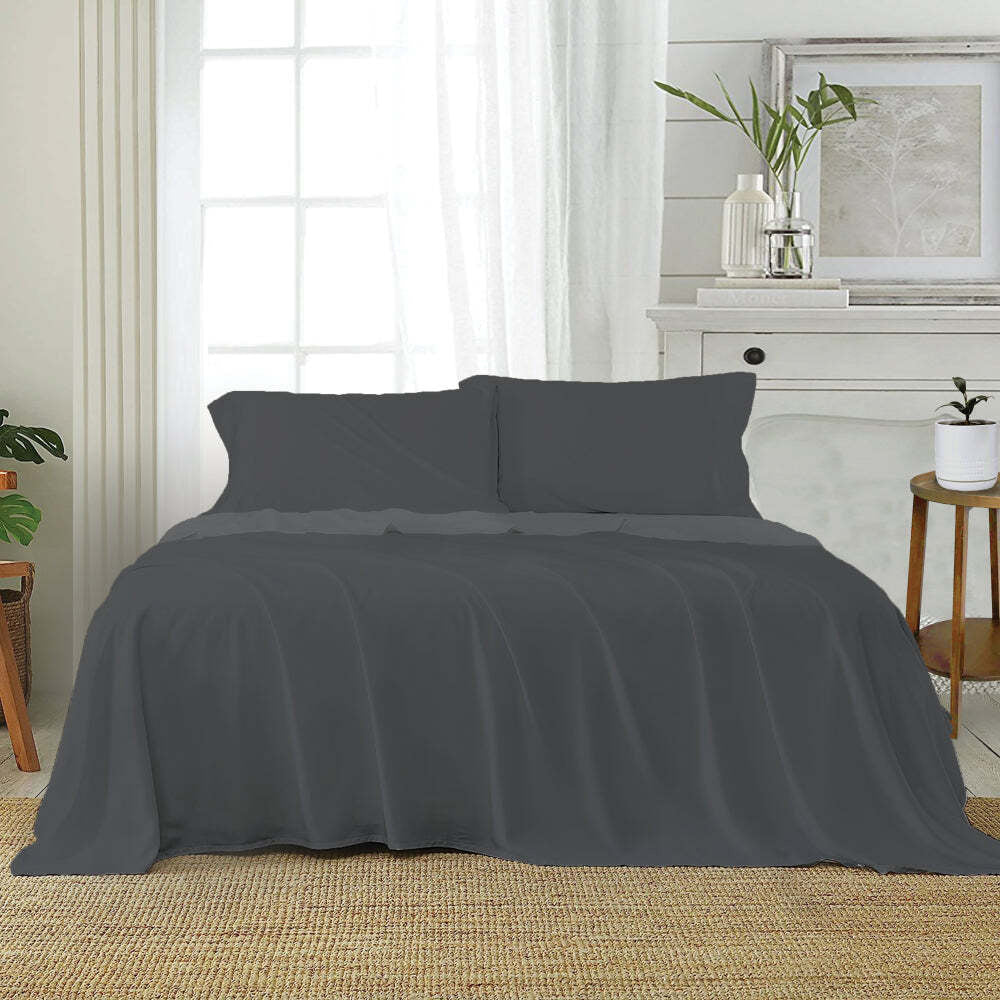 J. Elliot J Elliot Home Microfibre Queen Bed Sheet w/ Pillowcases Bedding Set Charcoal