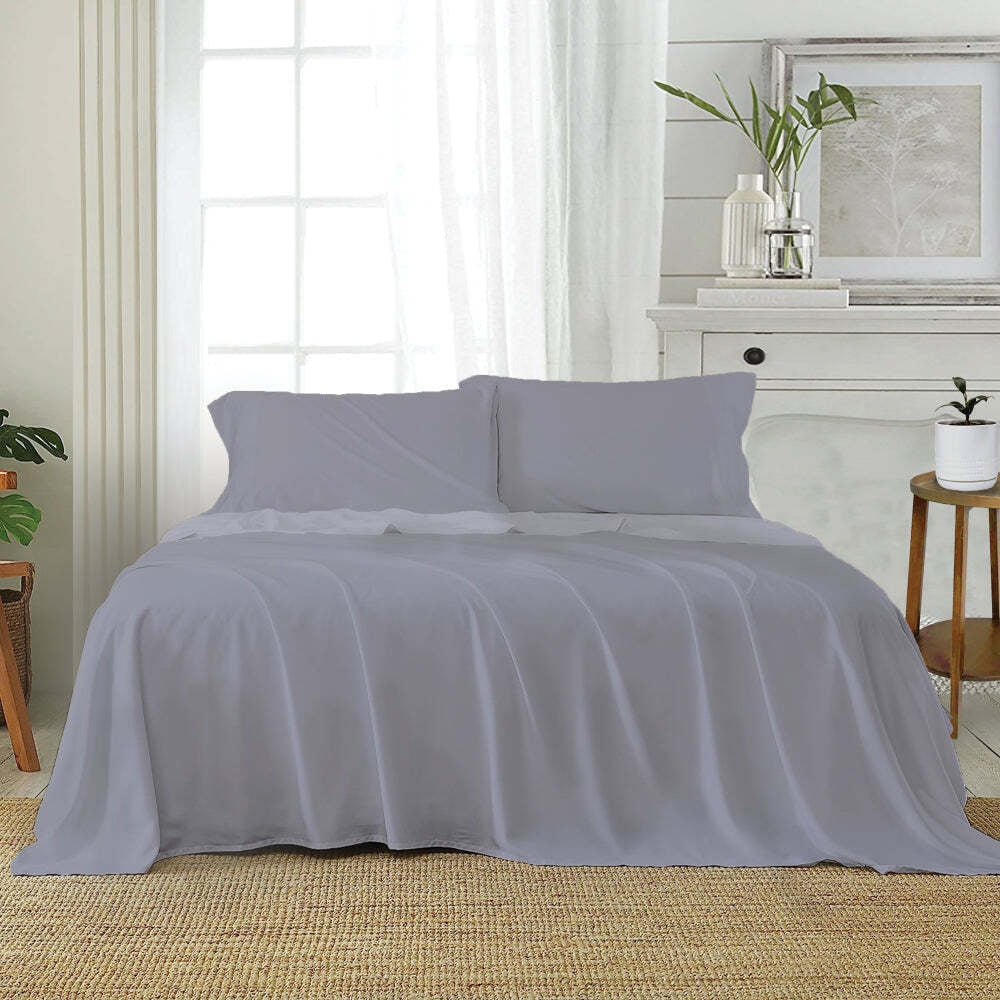 J. Elliot J Elliot Home Microfibre Queen Bed Sheet w/ Pillowcases Bedding Set Silver Grey