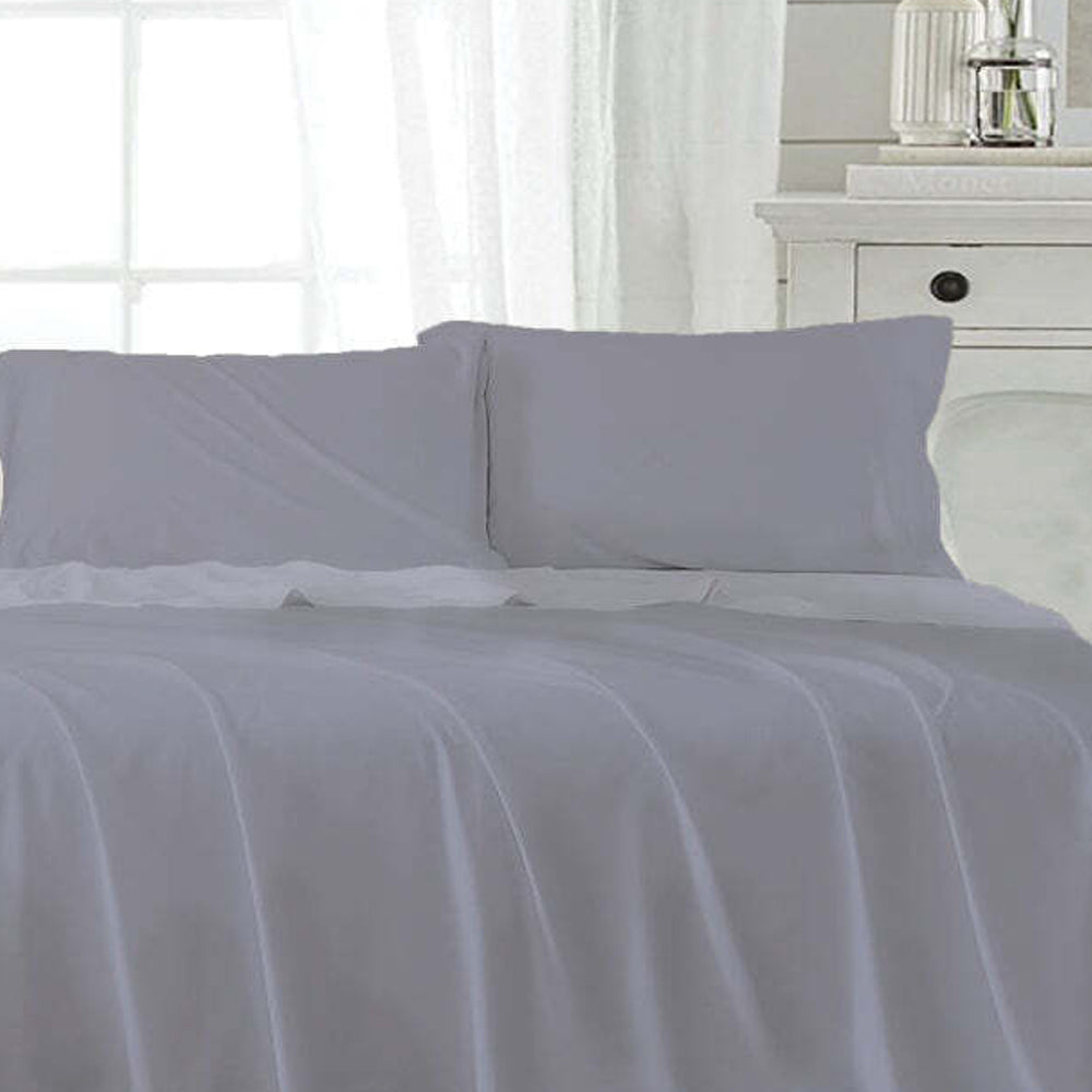 J. Elliot J Elliot Home Microfibre Queen Bed Sheet w/ Pillowcases Bedding Set Silver Grey — image 2