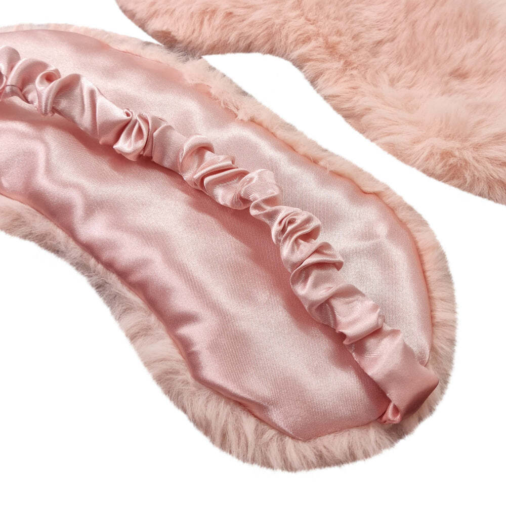 J. Elliot Home Layla Faux Fur Eye Mask Sleeping Face Cover 20x10cm Soft Pink — image 2