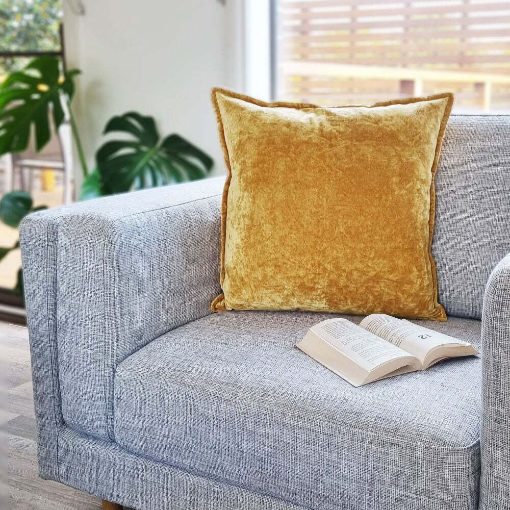J. Elliot Home Veronica Luxurious Cotton Crushed Velvet Cushion 50x50cm — Sand