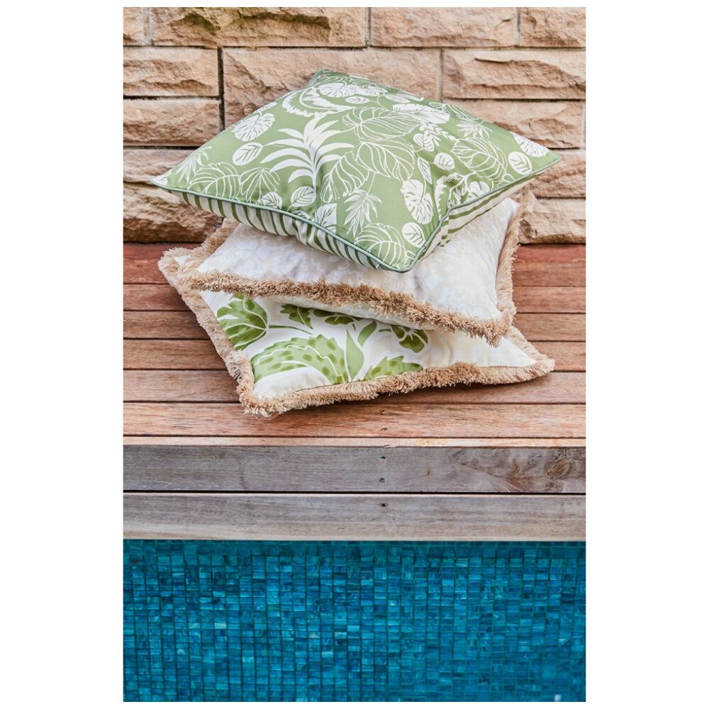 J.Elliot Home 50x50x12cm Taupe & Olive Grace Outdoor Cushion Pillow Decor — image 4