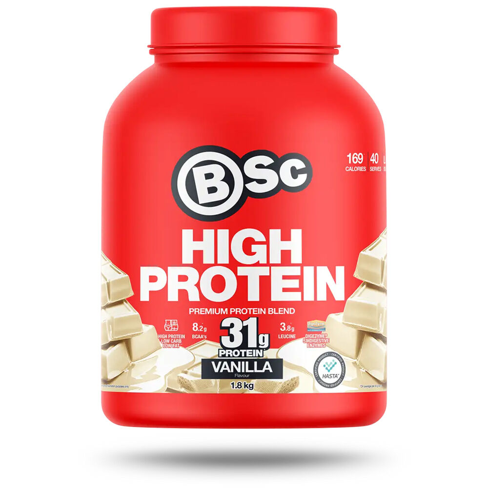 BSc 1.8kg Vanilla High Protein Low Carb Powder Post Workout 40 Serves