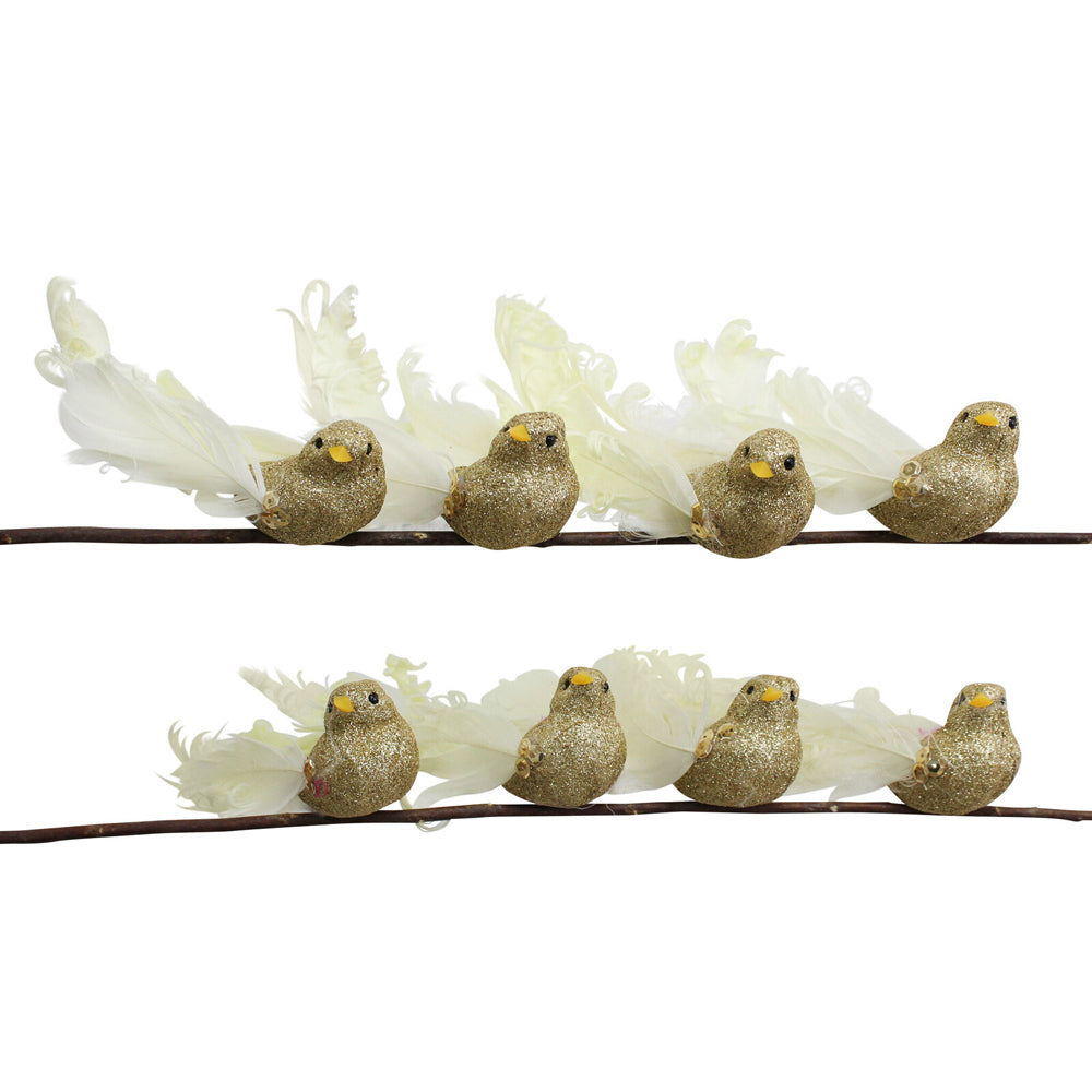 LVD Clip Birds Home/Living Room Christmas Tree Display Decor 14cm Gold (8 Pieces)