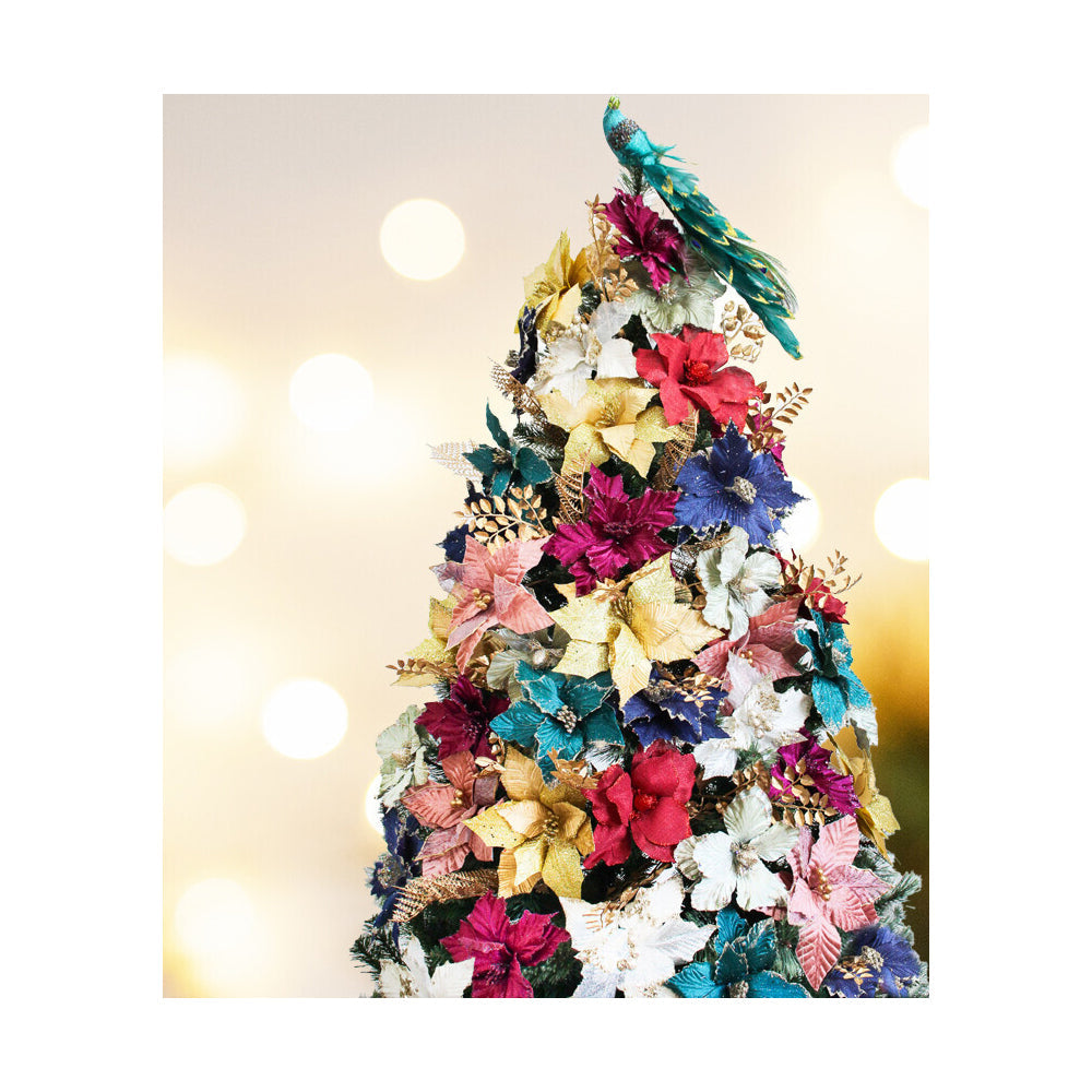 LVD Plastic Poly Velvet Flower Home/Living Room Xmas Tree Decor 23cm Jewel — image 2