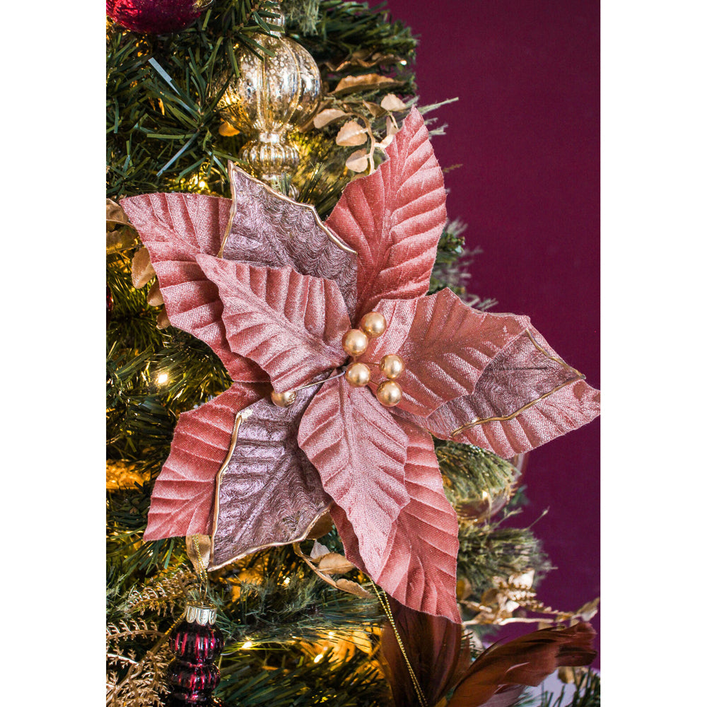 LVD Plastic Poly Velvet Flower Home X-mas Tree Display Decor 28cm Sienna (10 Pack) — image 3