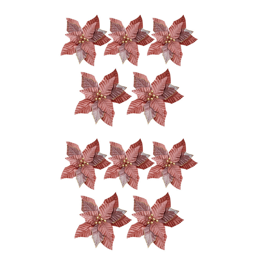 LVD Plastic Poly Velvet Flower Home X-mas Tree Display Decor 28cm Sienna (10 Pack)