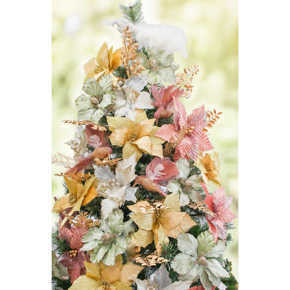 LVD Plastic Poly Velvet Flower Home X-mas Tree Display Decor 28cm Sienna — image 2