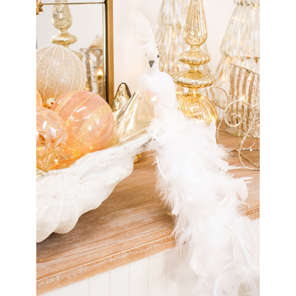 LVD Plastic Clip Peacock Home/Living Room Ornament Display Decor 50cm White — image 2