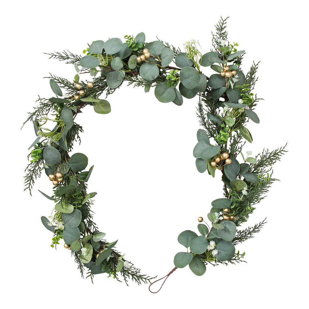 LVD Wreath 150cm Plastic Silvergum Home Decororative Door/Wall Display Small Gold