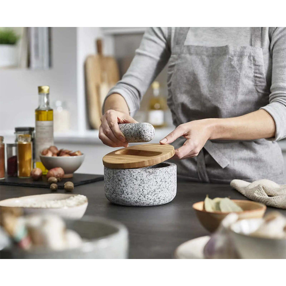 Joseph Joseph Dash Pestle & Mortar with Bamboo Cover Lid Kitchen Tool Granite — image 3