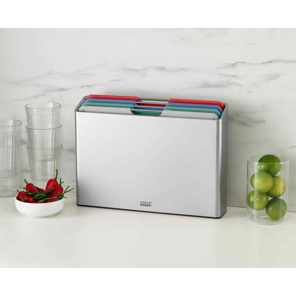 Joseph Joseph Folio Large Chopping Board w/ Storage Holder Set Silver/Coast — image 2