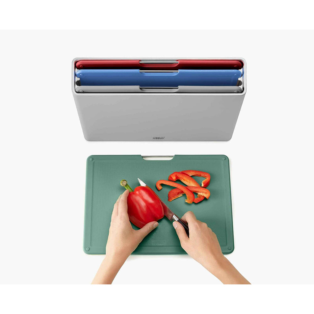 Joseph Joseph Folio Large Chopping Board w/ Storage Holder Set Silver/Coast — image 4