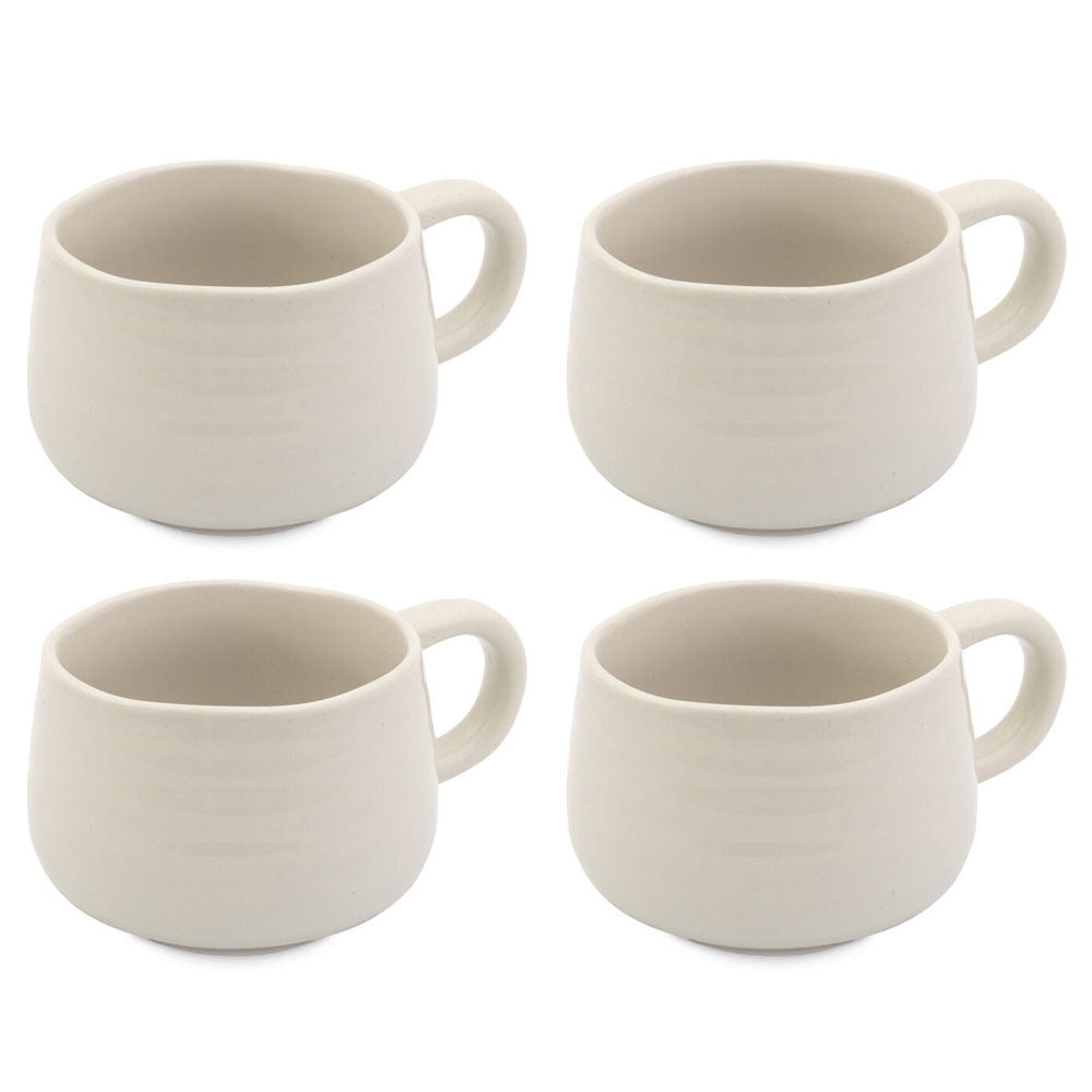 Jamie Oliver Big Love Cosy Cuppa Coffee Mug w/ Handle 375ml Stoneware White (4 Pack)