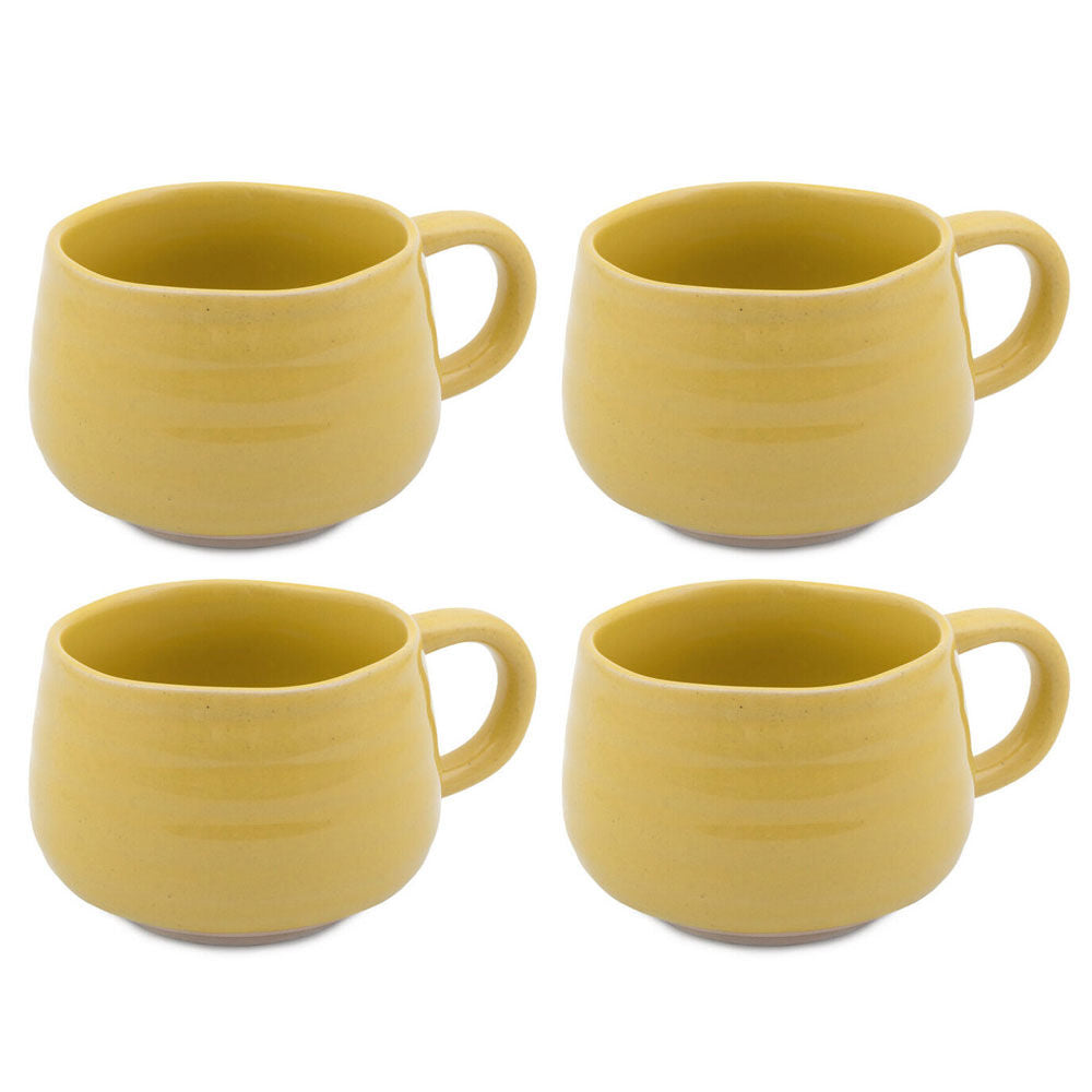 Jamie Oliver Big Love Cosy Cuppa Coffee Mug w/ Handle 375ml Stoneware Yellow (4 Pack)