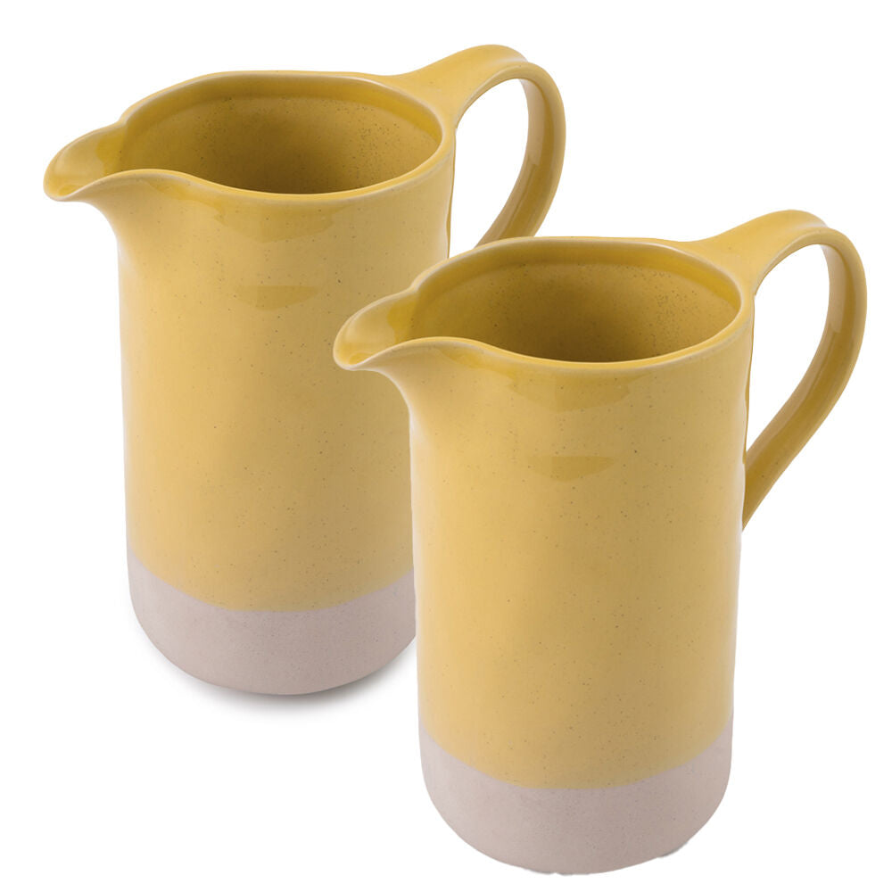 Jamie Oliver Big Love Perfect Stoneware Base Pitcher 1.5L Yellow/Cream (2 Pack)
