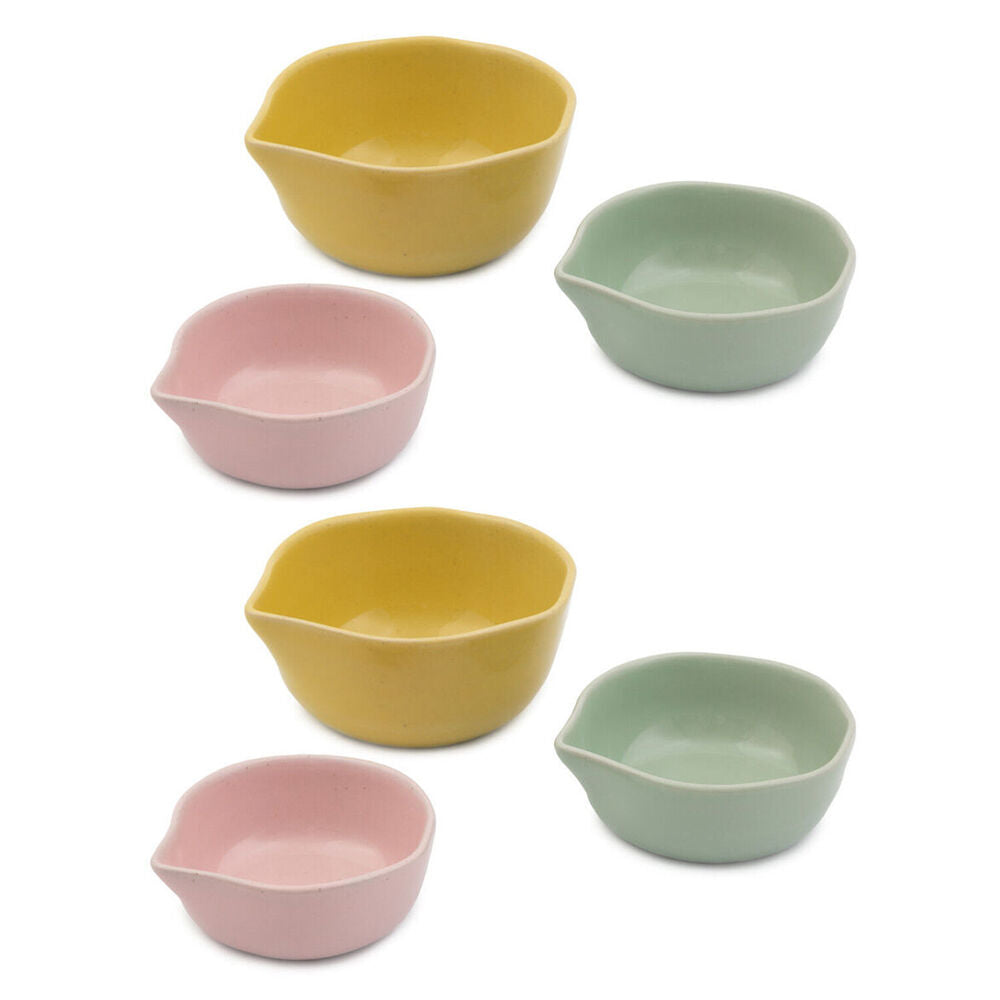 Jamie Oliver 2x 3pc Big Love Pinch-Me Pots Measuring Cup Set Stoneware Kitchen Utensils Gadgets