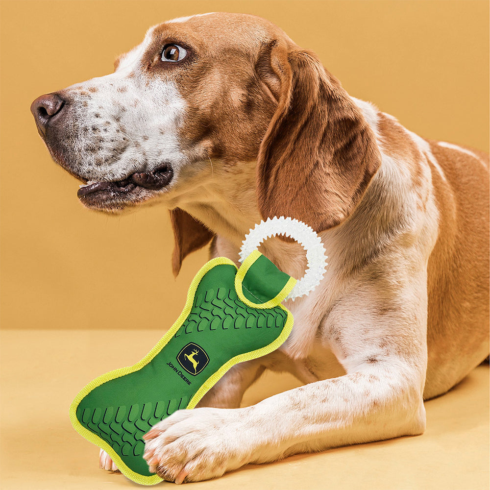 John Deere Licensed Pet Accessories Dog Dental Ring Squeaker Tug Chew Toy — image 2