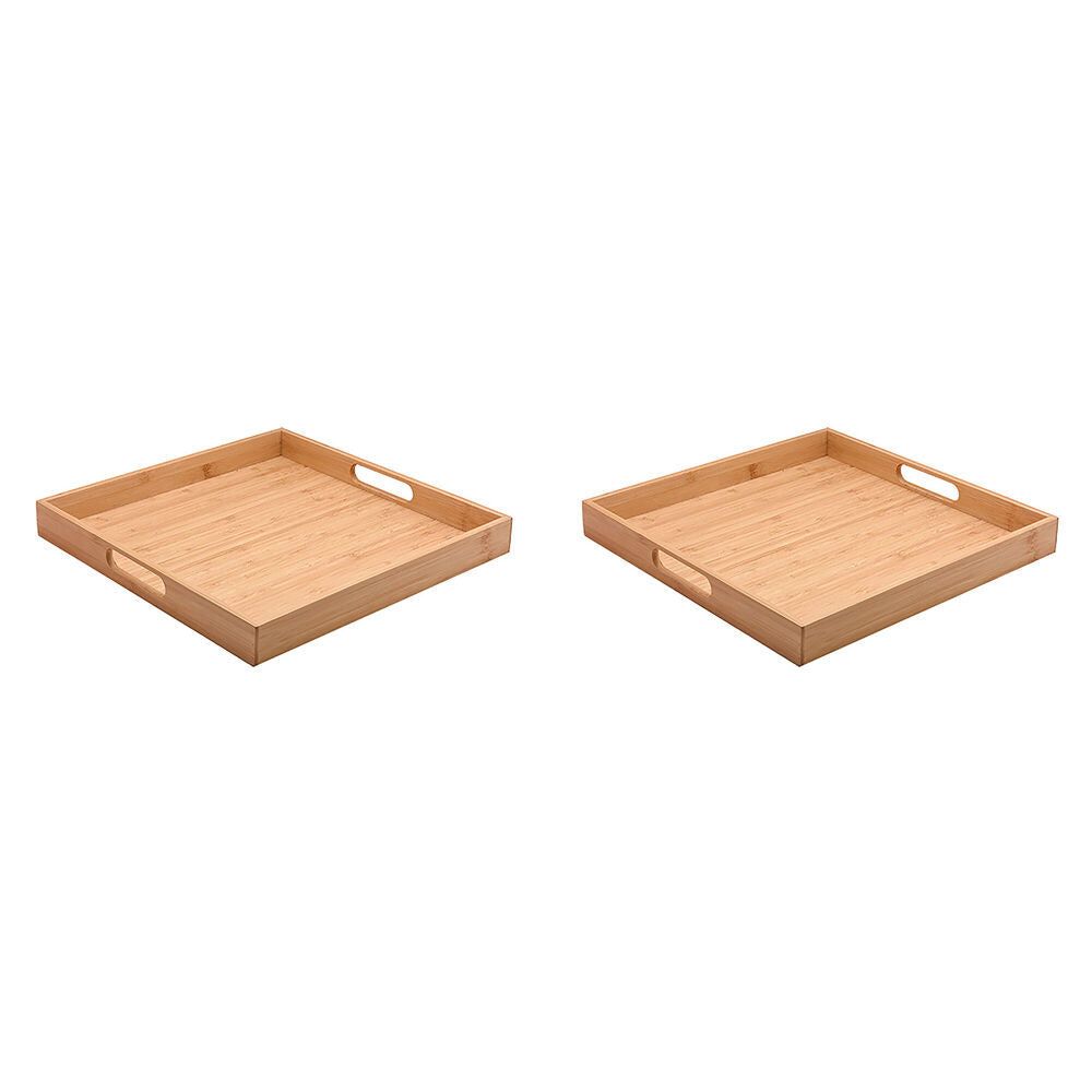 Essen Bamboo Square Tray 35x4cm Serving Natural Finish Serveware Beige (2 Pack)