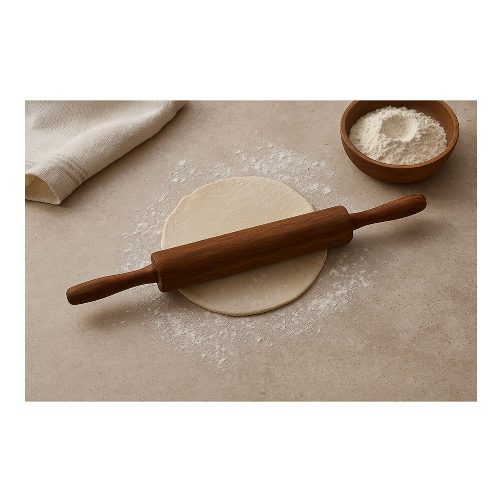 NF Living Acacia Wood Rolling Pin 45cm Smooth Handling Kitchen Utensil Brown — image 2