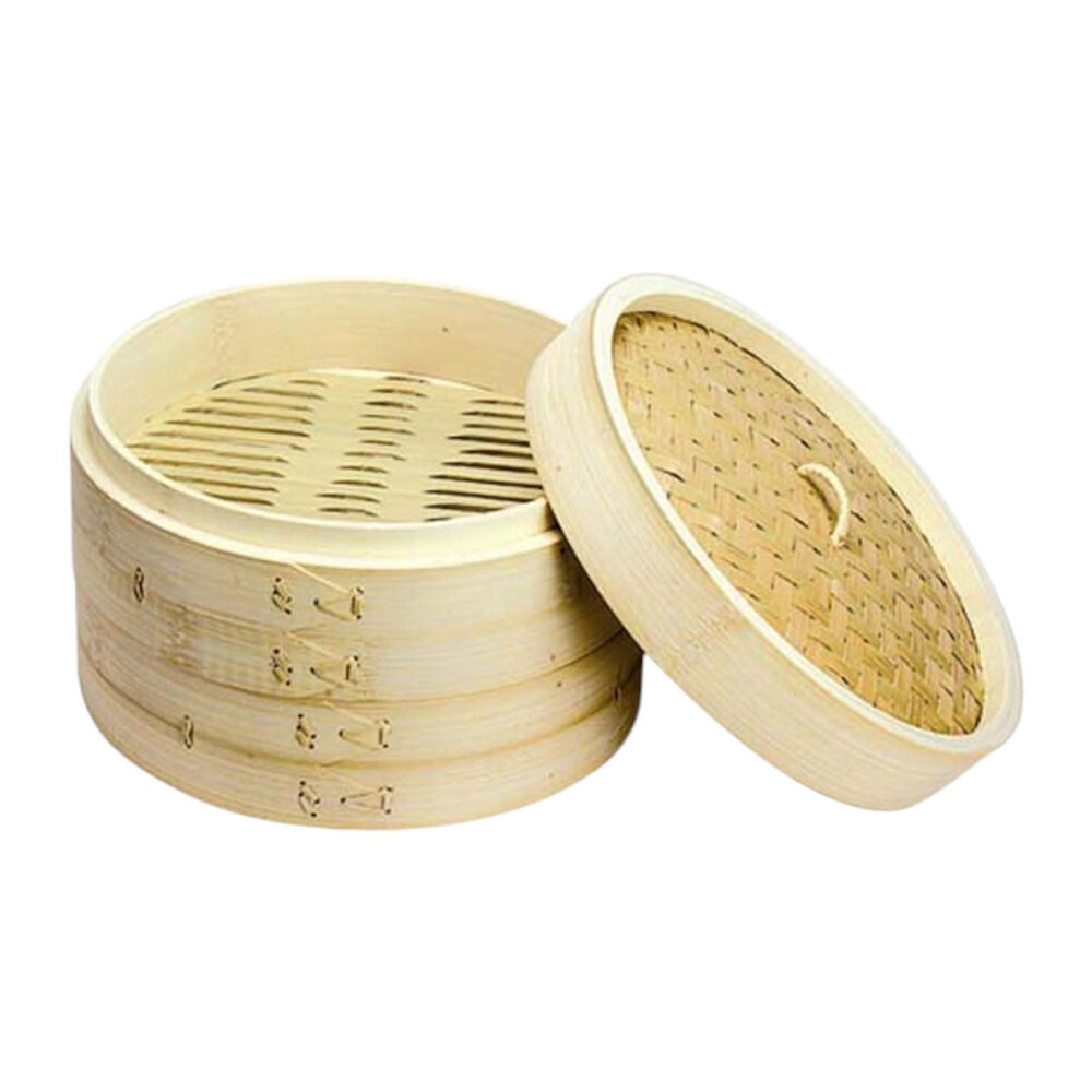 NF Living 2pc NF Living Bamboo Steamers 15cm Two-Tier Design Kitchenware Natural (2 Pack) — image 2