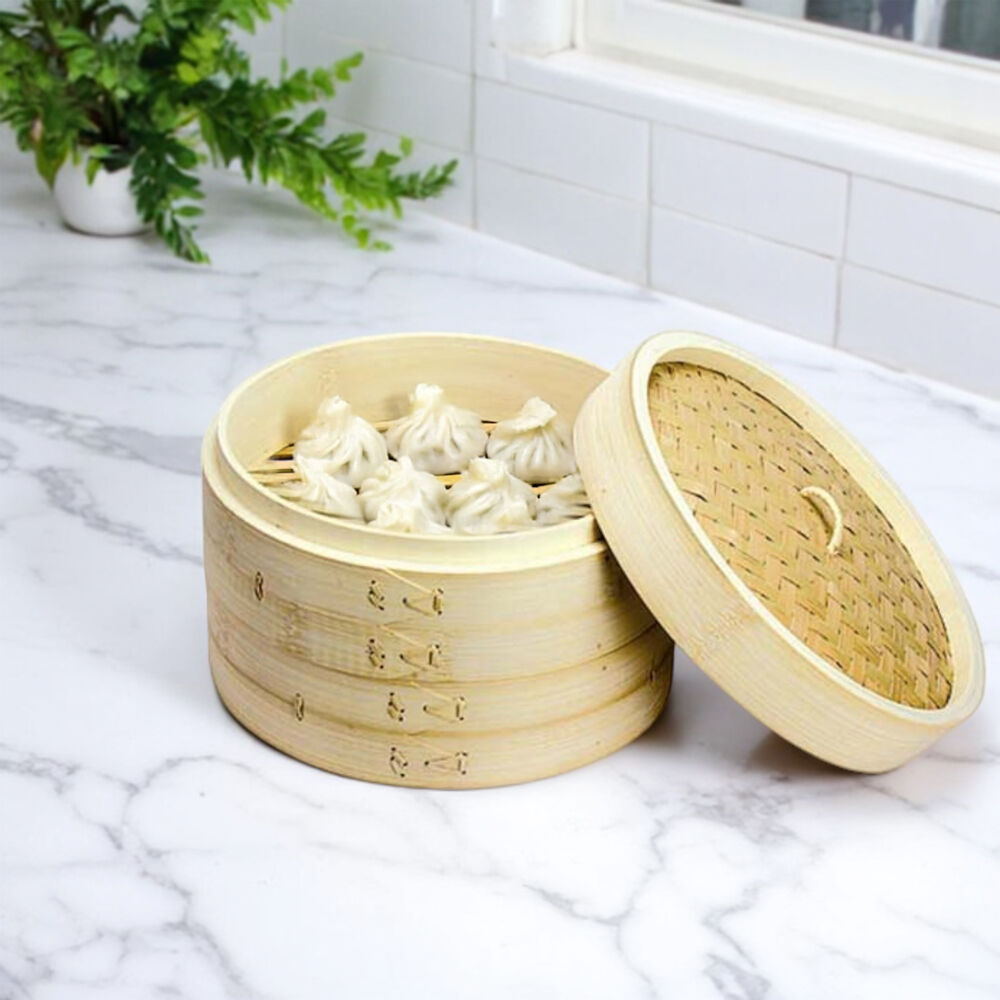 NF Living Bamboo Steamers 25cm Multi-Tier Design Kitchenware Natural (2 Pieces) — image 2