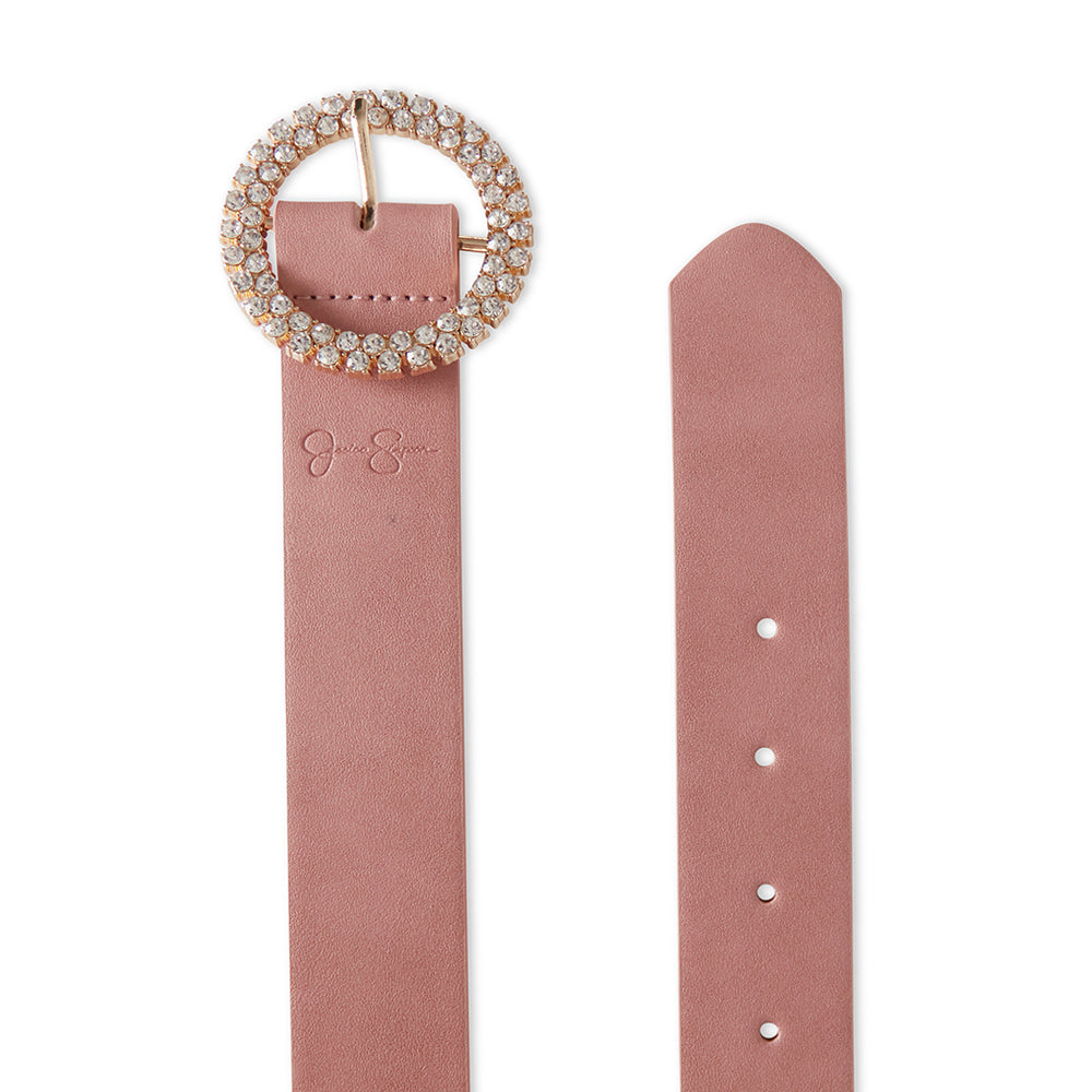 Jessica Simpson Size S/M Women's Rhinestone Circle Waist Buckle Belt Blush