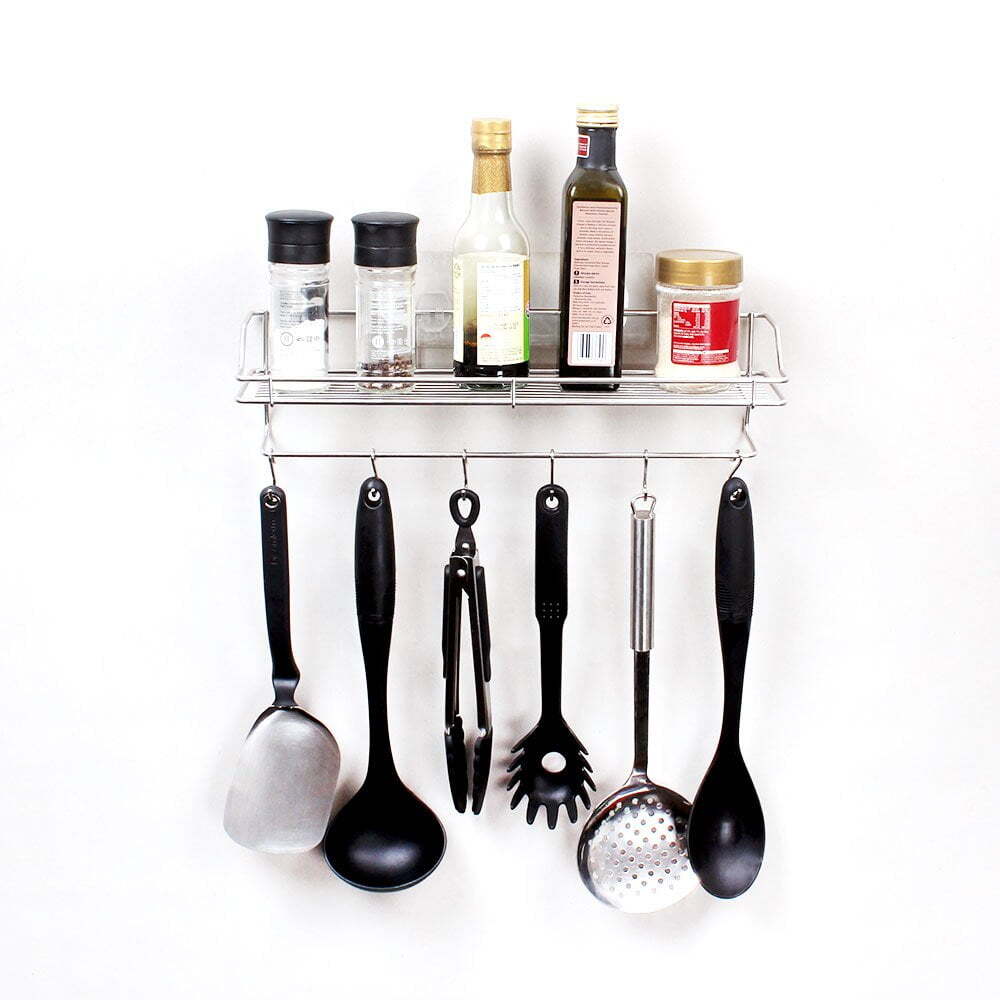I-Hook 40.5cm Kitchen Shelf Stainless Steel Holder Organiser Wall Storage Silver — image 3